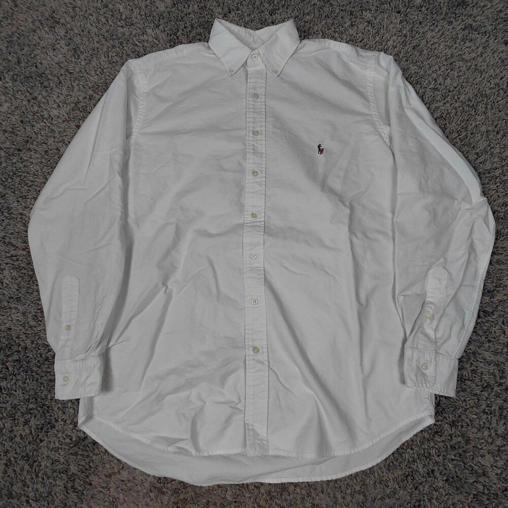 Ralph Lauren Oxford Shirt Mens Large Tall White Button Up Flesh Pony Long Sleeve